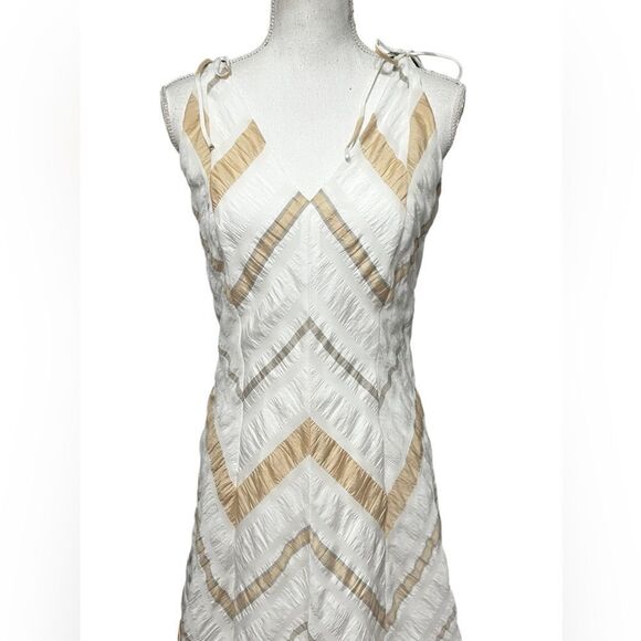 Pearl by Lela Rose textured chevron print midi dress medium - Picture 2 of 8